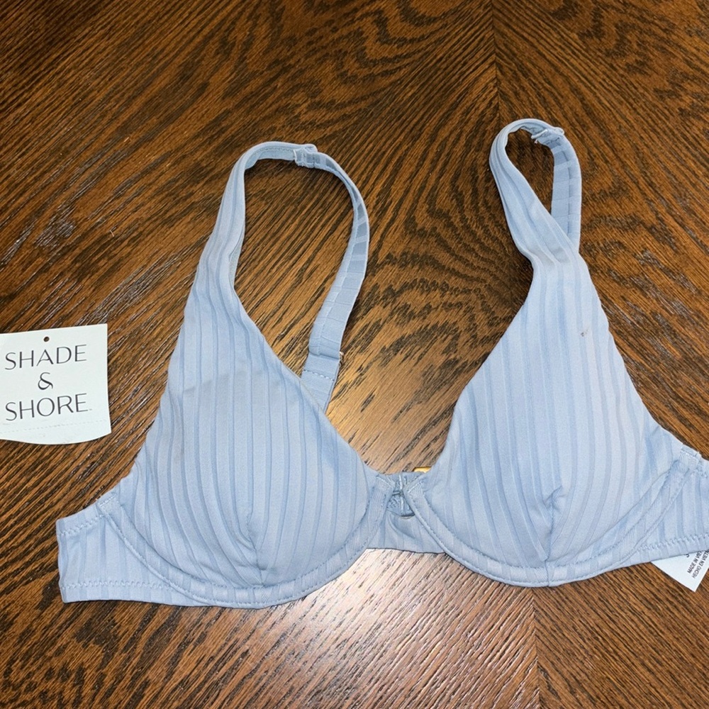 Shade & Shore - Women's Ribbed Underwire Bikini Top - Light Blue - 34B